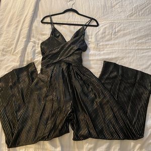 Black and Gold Jumpsuit with Wrap Around